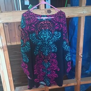 Aryeh Black Dress with Pink and Blue Accents